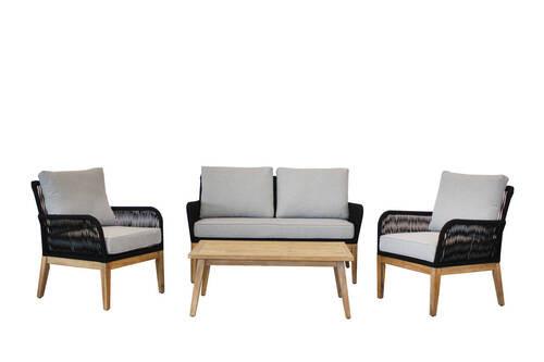 Loungegarnitur 4-Tlg Mykonos aus Holz mit Kissen
