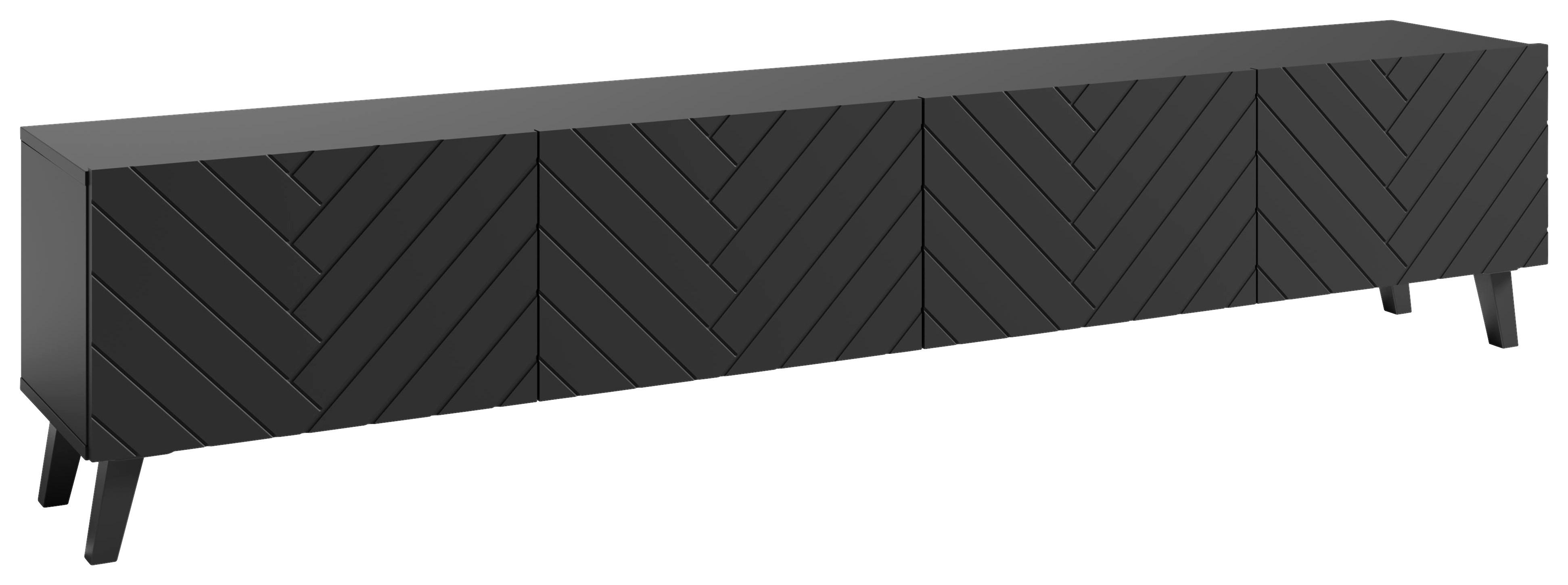 Nízká komoda PHUKET š: 190 cm - černá, Design, kompozitní dřevo/plast (190/42/32,5cm) - Livetastic