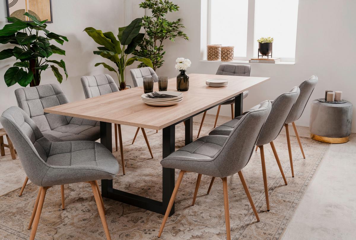 Esstisch ausziehbar Denver 160x200x90 cm Eiche Dekor - Anthrazit/Sonoma Eiche, Natur, Holzwerkstoff (160/90/75cm) - MID.YOU