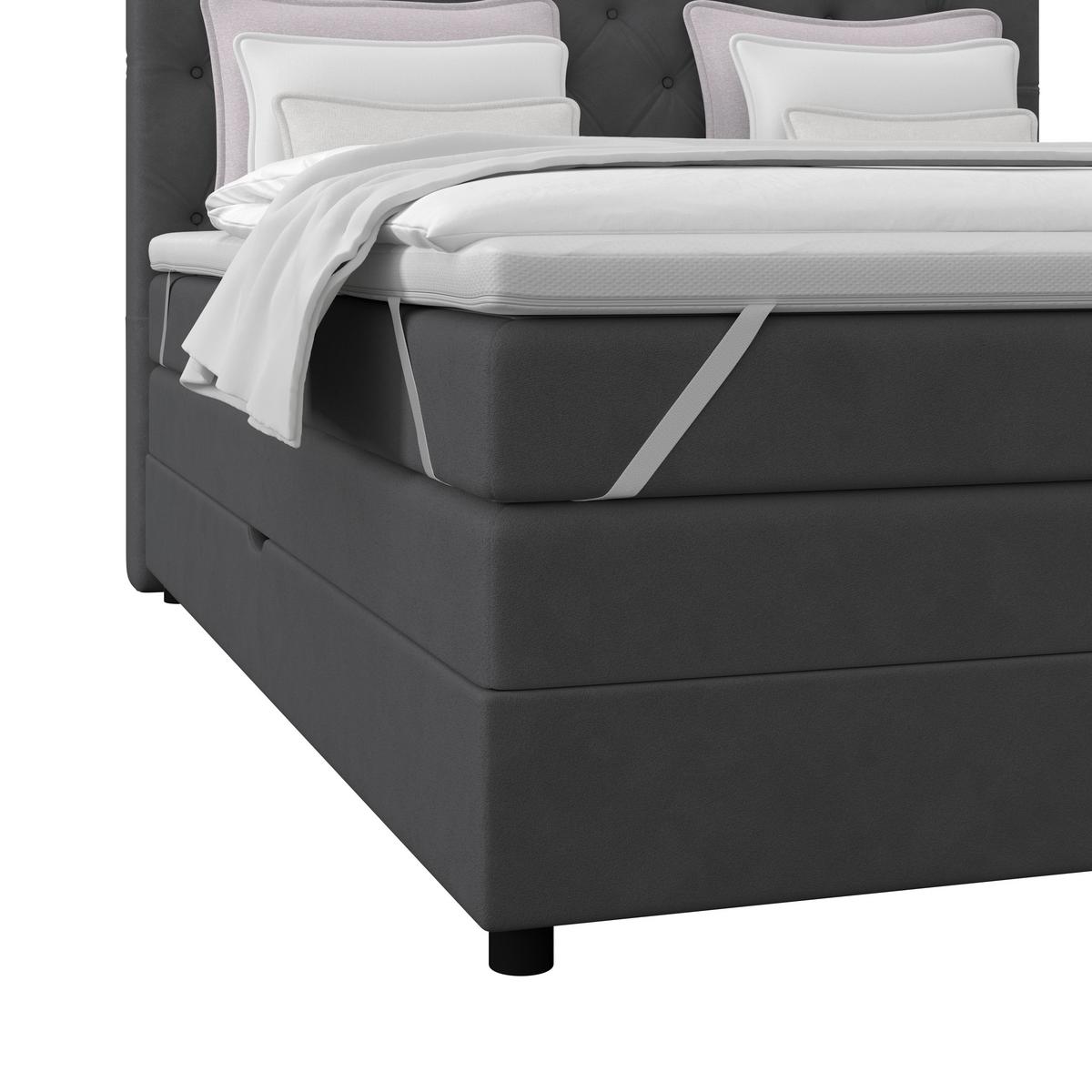 Boxspringbett Elio Graphitfarben 160x200 cm H4 - Schwarz/Graphitfarben, ROMANTIK / LANDHAUS, Textil (164/121/212cm) - James Wood