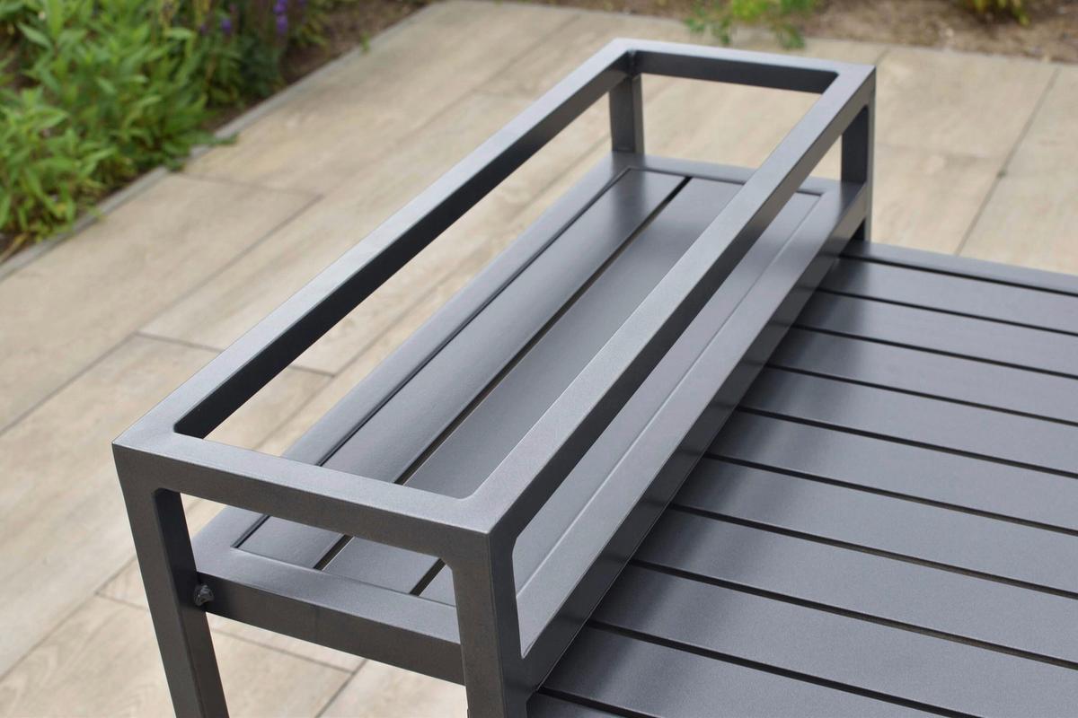 Balkonmöbel Set 3 -Teilig. aus Metall - Graphitfarben/Grau, KONVENTIONELL, Textil/Metall - Gardenson