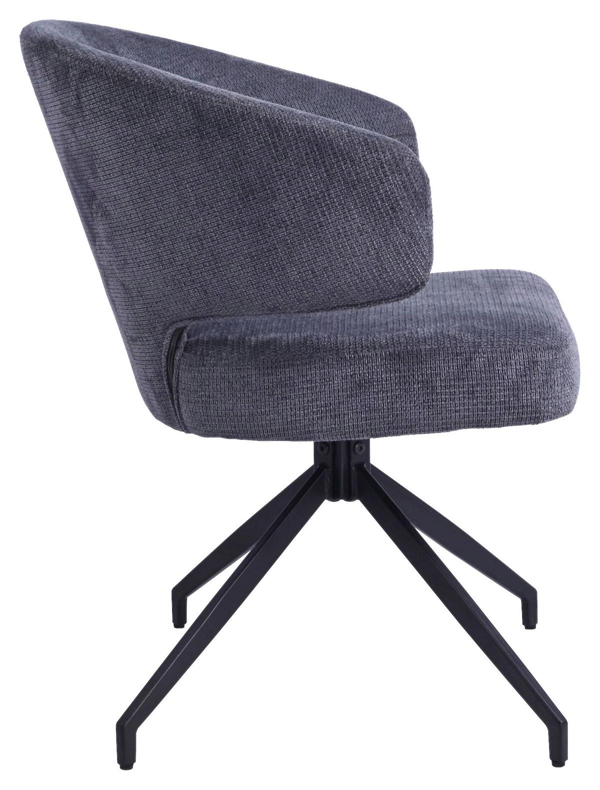 Židle s područkami Shell, tmavě šedá - černá/tmavě šedá, Lifestyle, kov/dřevo (57/82/60cm) - Premium Living
