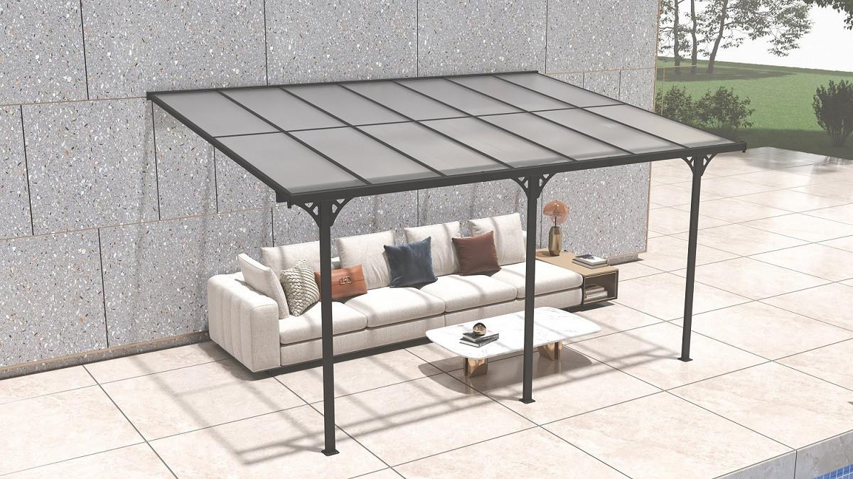 Terrassenüberdachung Bruce 435x300 Cm - Schwarz, Basics, Metall (435/225/300cm)