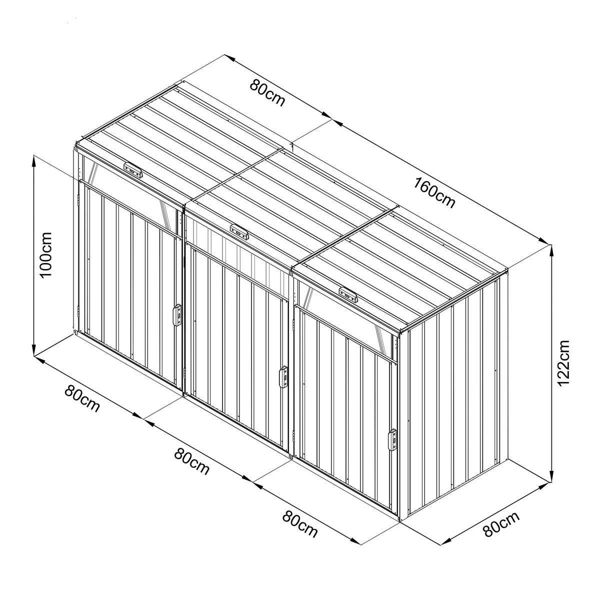 Mülltonnenbox A093.010.30 - Anthrazit, KONVENTIONELL, Metall (80/122/240cm) - Ambia Garden