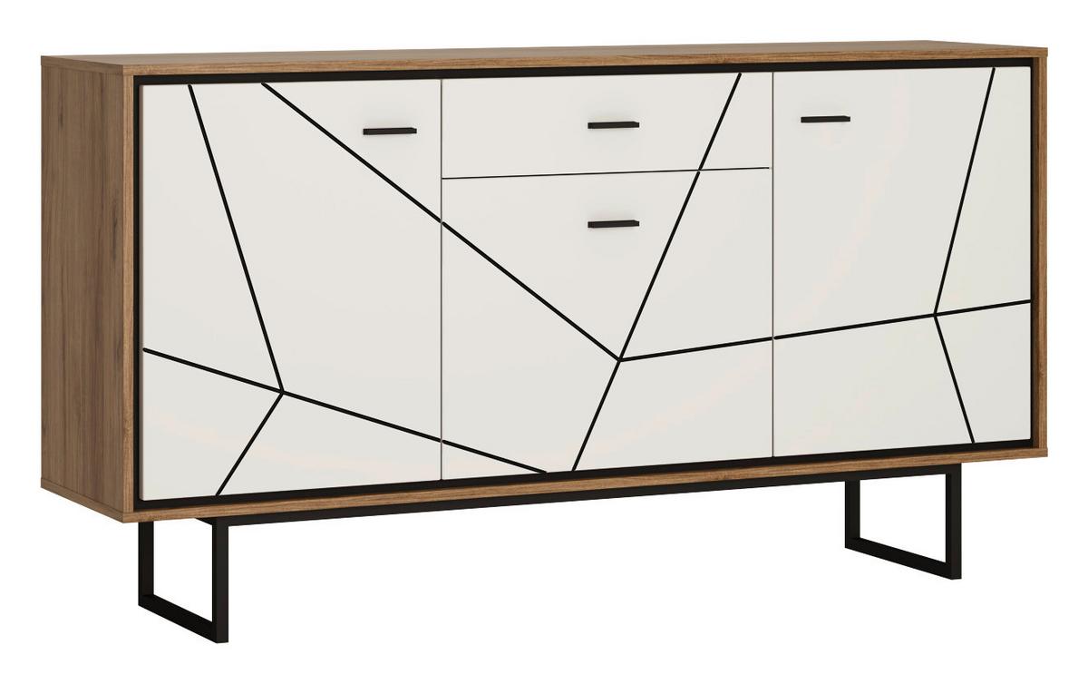 Kommode Brolo Catania Eiche/schwarz B: 167cm - MODERN, Holzwerkstoff (167/90/40cm)