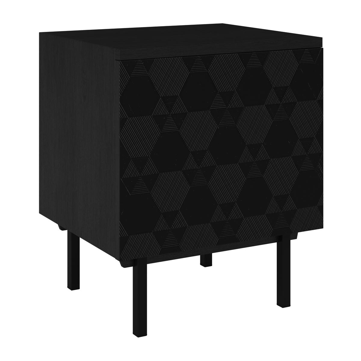 Noční stolek ROMA - černá, Moderní, kov/dřevo (48/56/38cm) - Bessagi Home