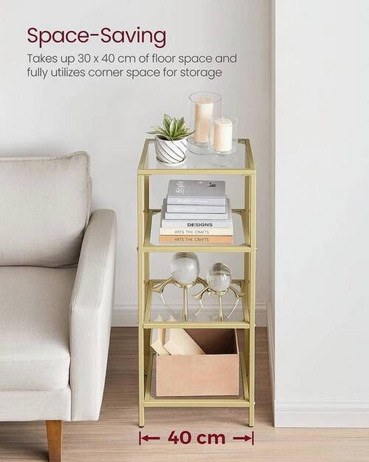 Regal B: 40 cm Goldfarben - Goldfarben, Trend, Glas/Metall (40/95/30cm) - Boxxx