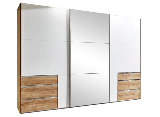 Schwebetürenschrank mit Spiegel 300cm Level 36a, Weiß Dekor - Eichefarben/Weiß, MODERN, Glas/Holzwerkstoff (300/216/65cm) Schwebetürenschrank mit Spiegel 300cm Level 36a, Weiß Dekor - Eichefarben/Weiß, MODERN, Glas/Holzwerkstoff (300/216/65cm)