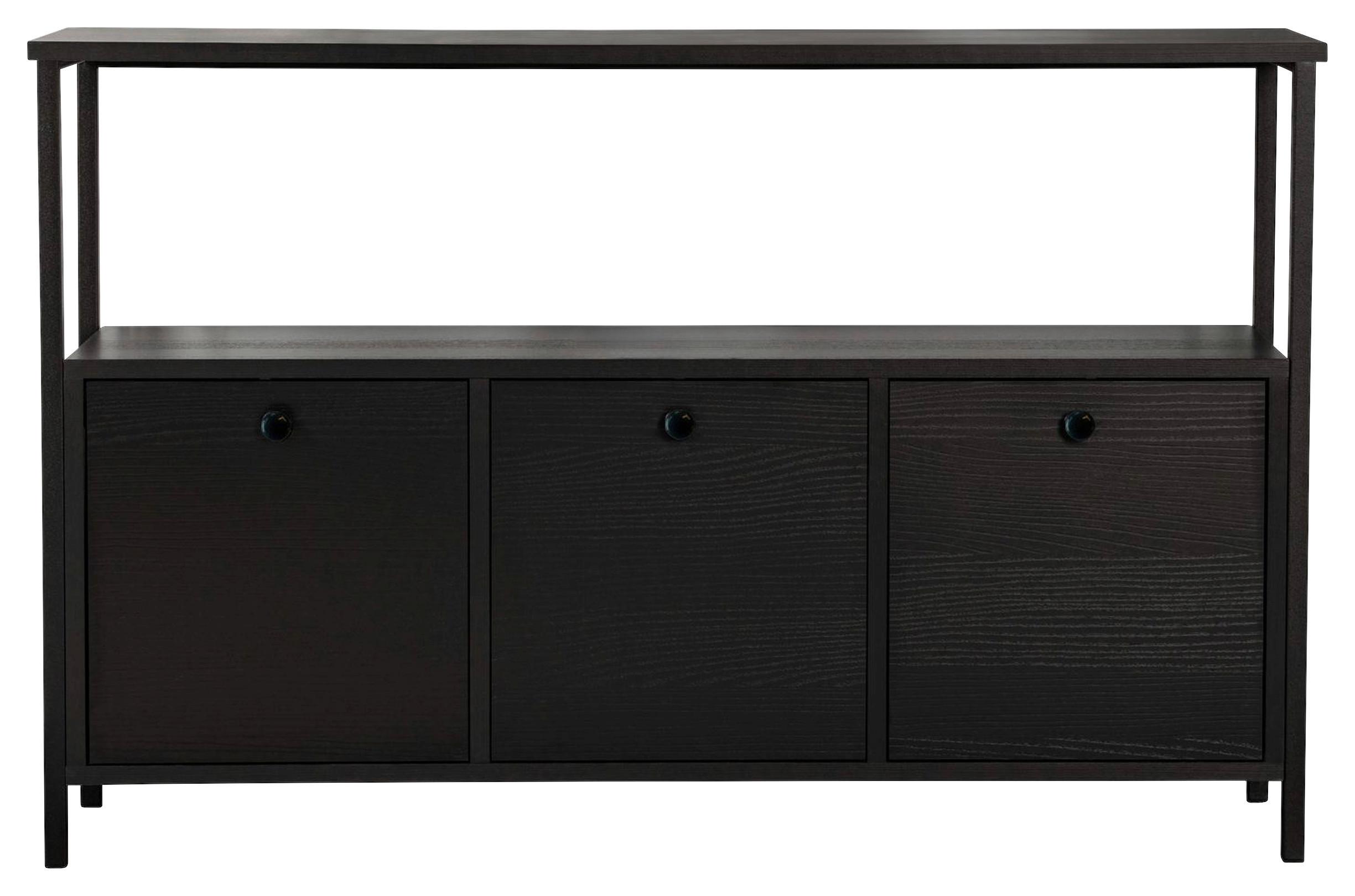 KOMMODE Schwarz B: 120cm - Schwarz, MODERN, Holzwerkstoff (120/77/30cm) - MID.YOU