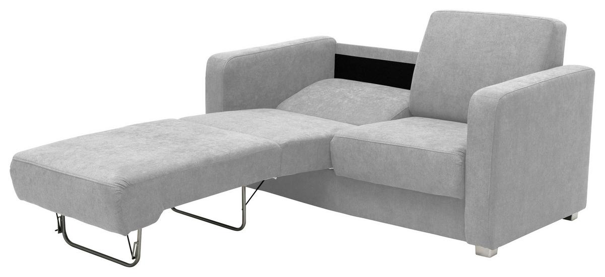 Silberfarbenes Schlafsofa mit zwei getrennten Vorziehbänken