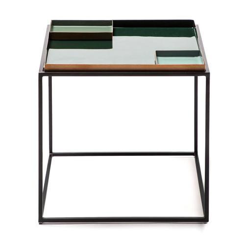 Beistelltisch Eisen Famosa Dunkel-/Hellgrün - Dunkelgrün/Schwarz, Basics, Metall (40/40/40cm) - Kayoom