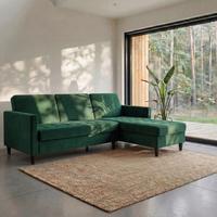 Ecksofa Palermo Dunkelgrün, mit Stauraum - Dunkelgrün/Schwarz, Basics, Textil (213/154cm) - Livetastic