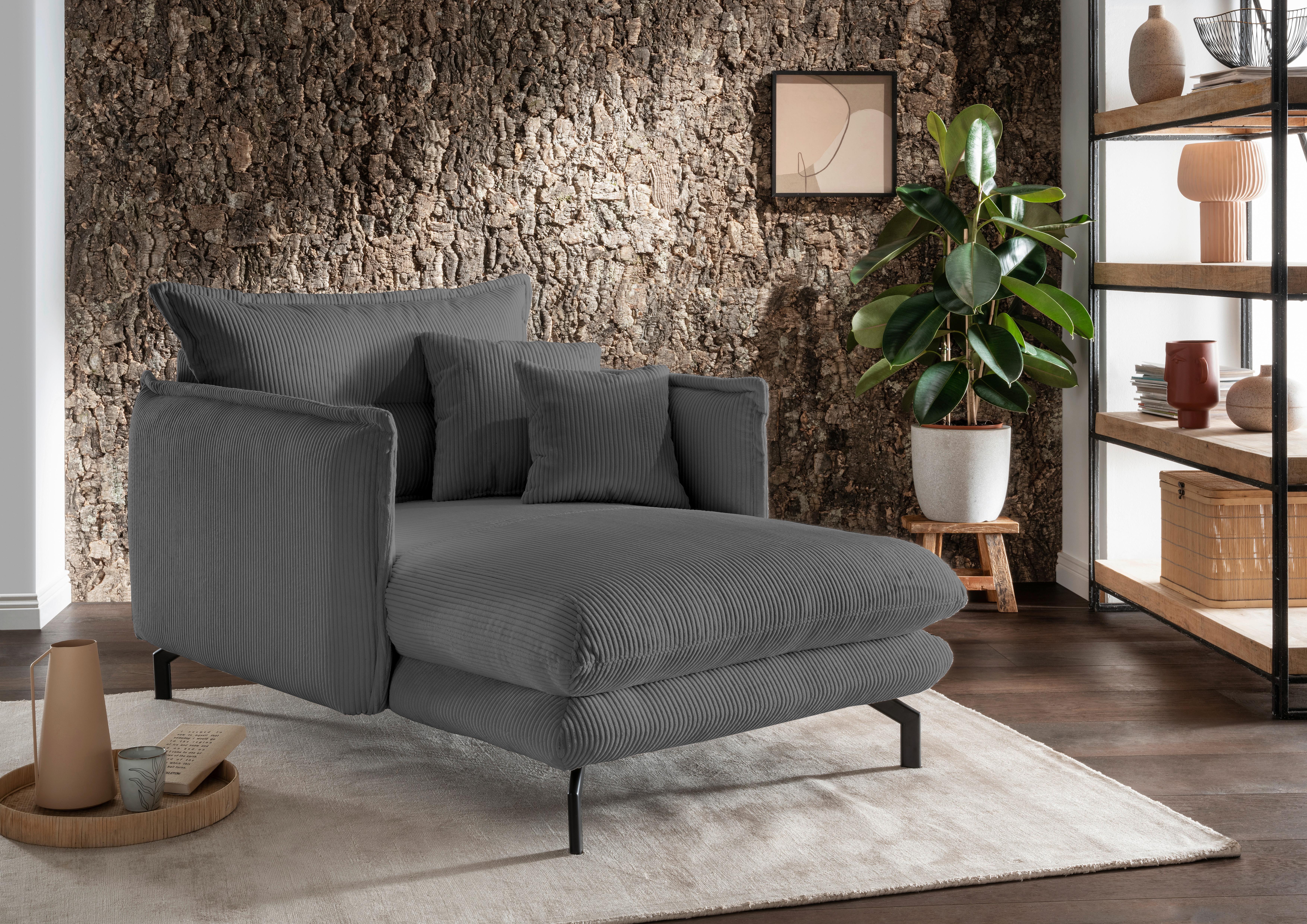 Xxl-sessel Lava Grau B: 111 Cm - Schwarz/Grau, MODERN, Textil (111/101/167cm) - Livetastic