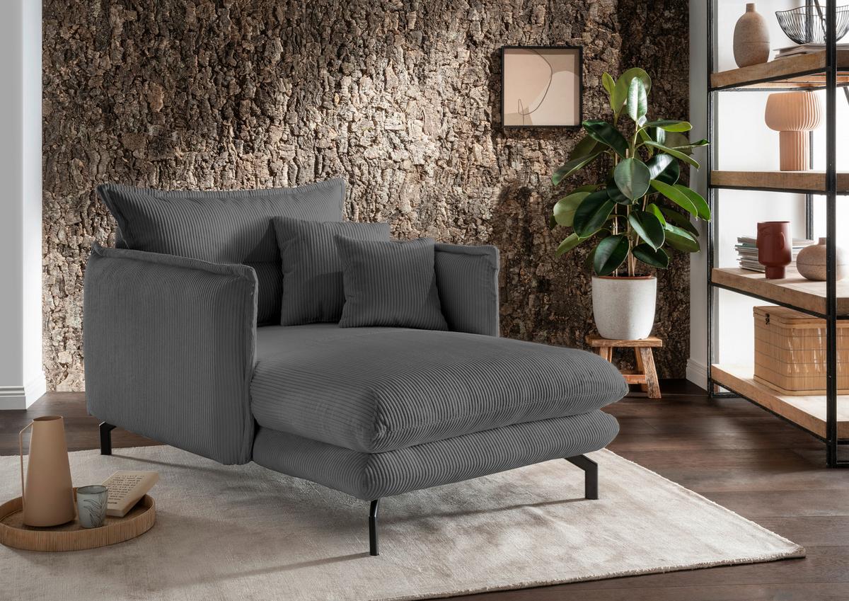 Xxl-sessel Lava Grau B: 111 Cm - Schwarz/Grau, MODERN, Textil (111/101/167cm) - Livetastic
