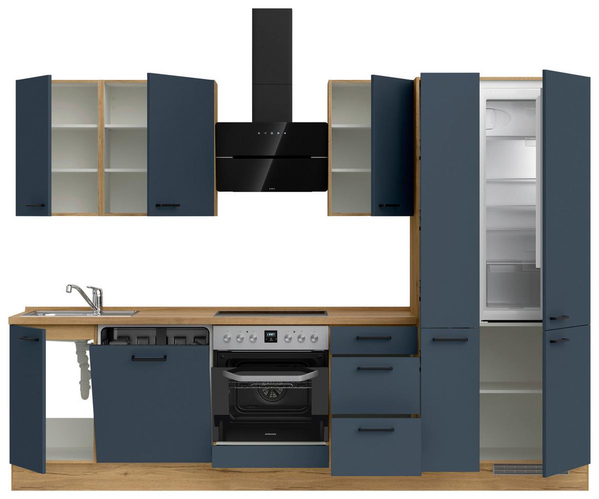 Küchenleerblock Easytouch High-Line, H7 Rechts - Blau/Eichefarben, MODERN, Holzwerkstoff (300cm) - Nobilia