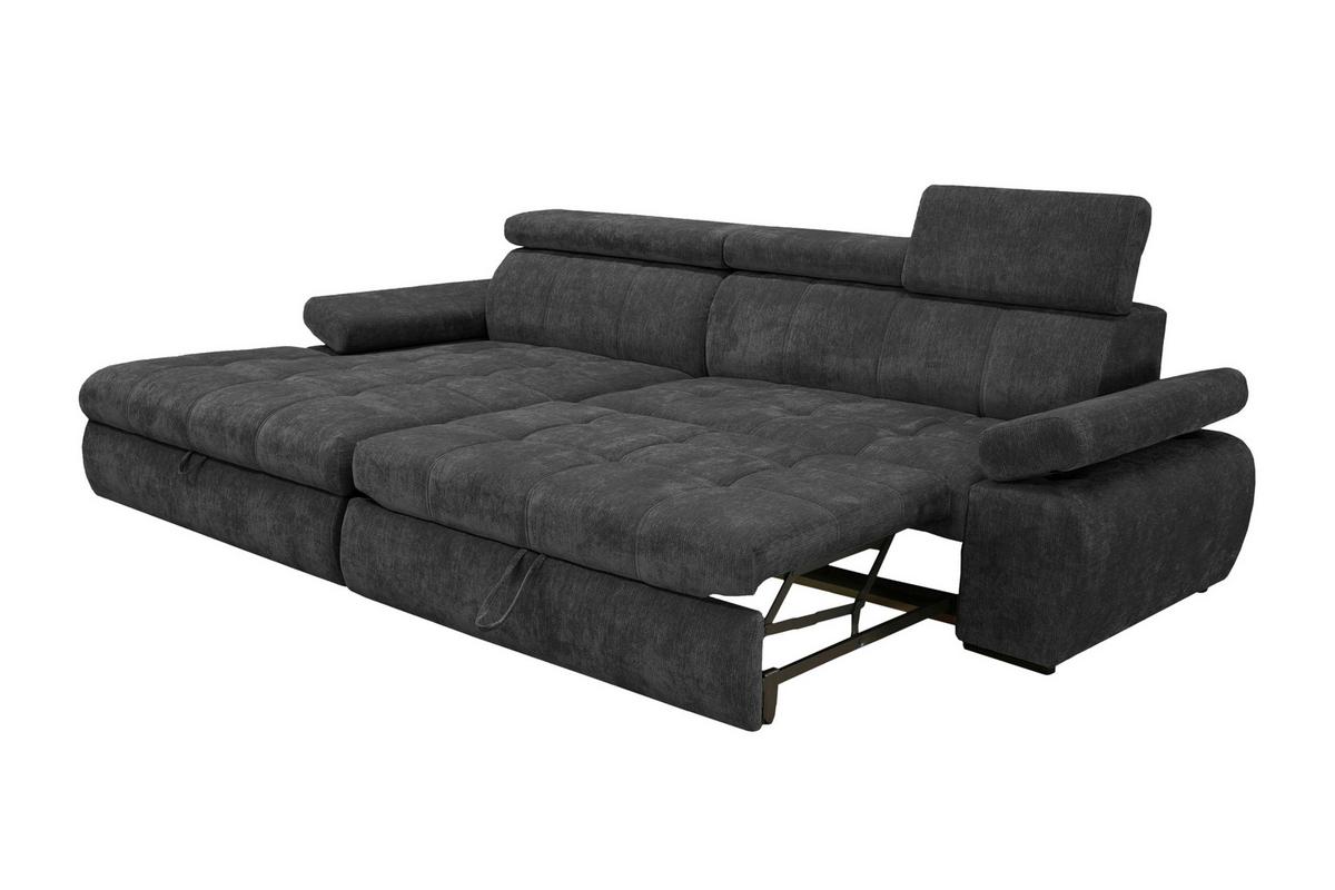 Rohová sedačka VEGAS, levá, černá žinylka - černá, Design, dřevo/textil (173/294cm)