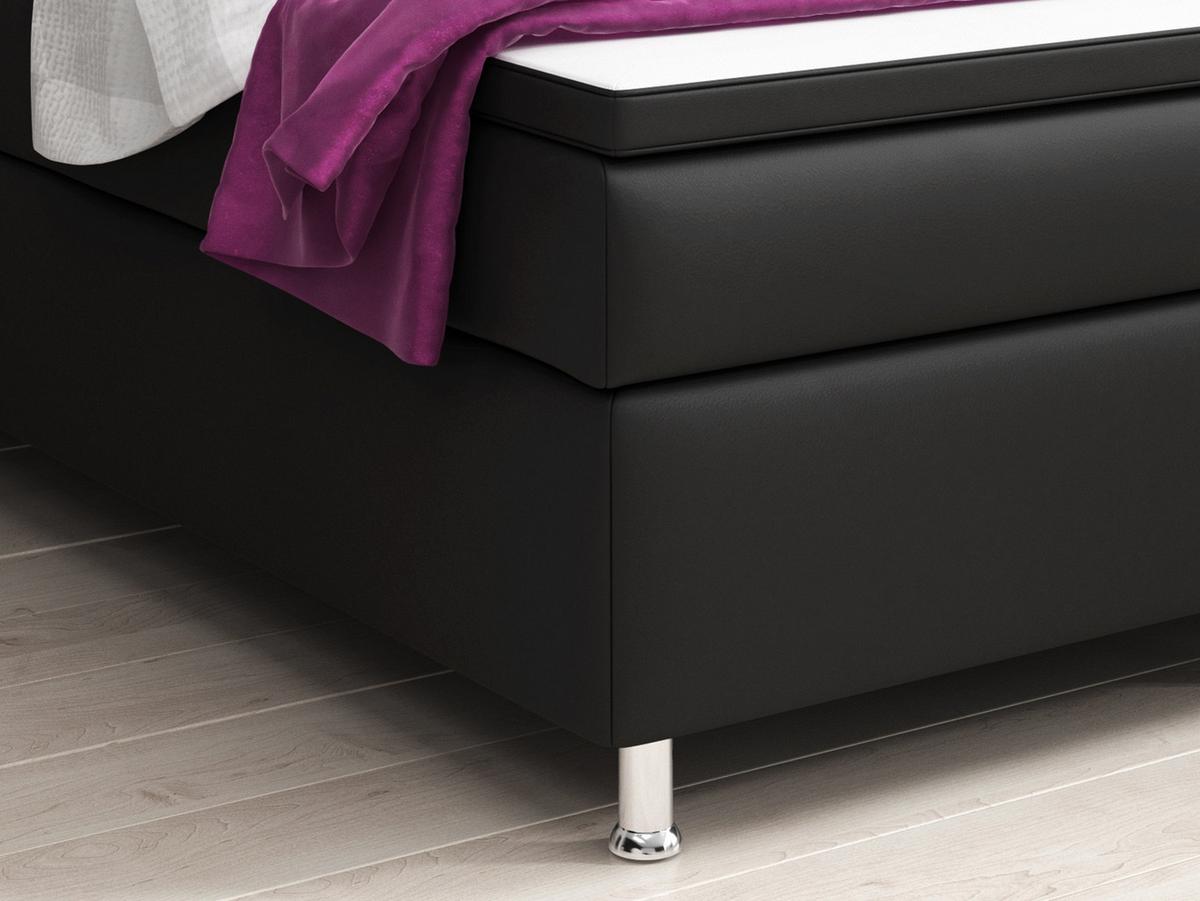 Boxspringbett mit Topper 180x200 cm Turin - Silberfarben/Schwarz, KONVENTIONELL, Leder/Textil (180/200cm) - MID.YOU