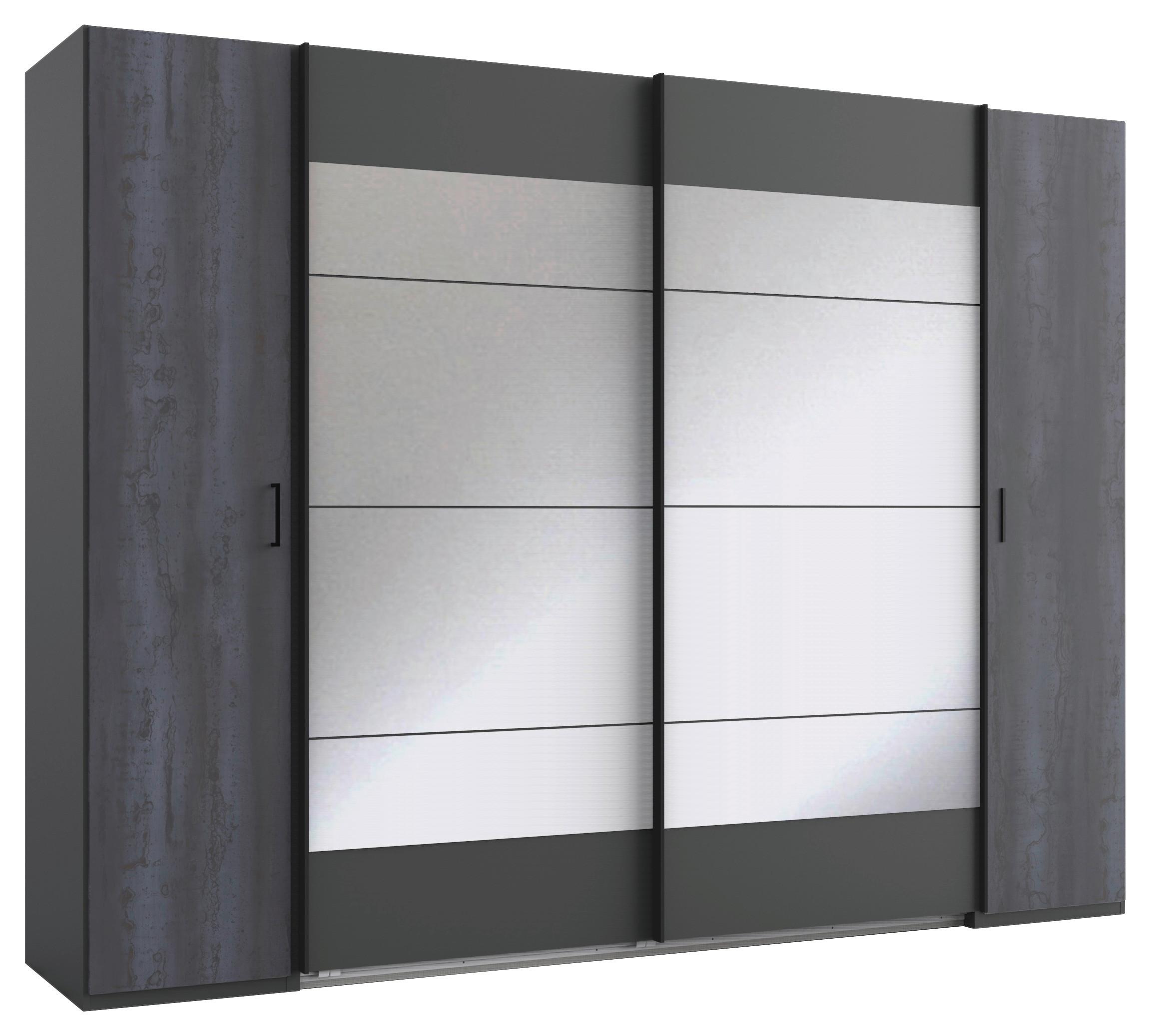 Drehtürenschrank Mit Spiegel B: 272 Cm Kopenhagen, Dunkelgrau - Dunkelgrau/Graphitfarben, Basics, Holzwerkstoff (272/210/65cm) - MID.YOU