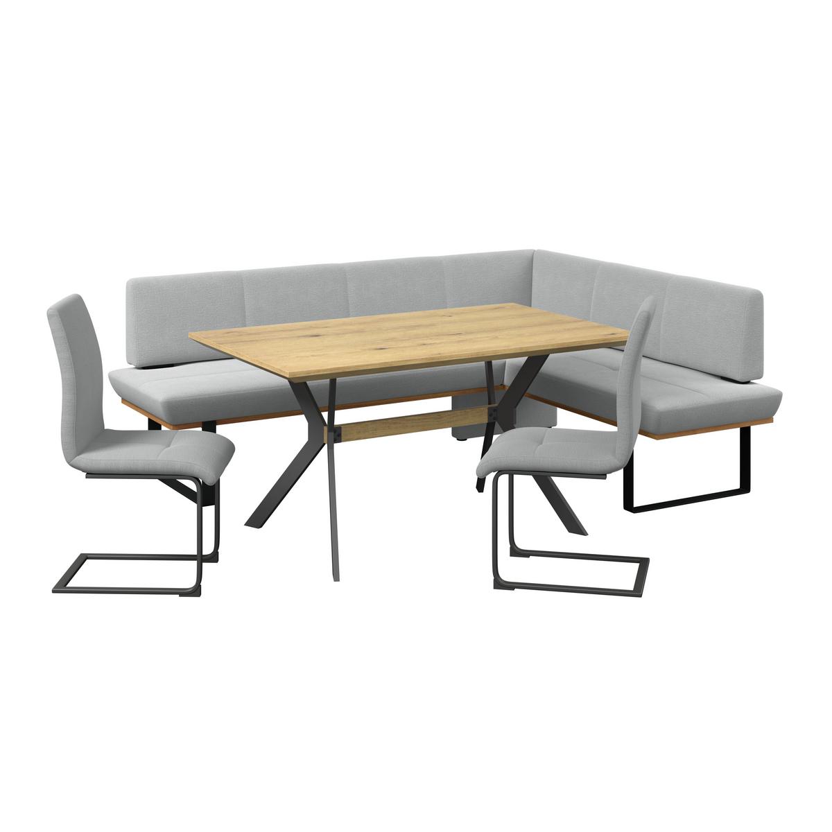 Eckbank Tristan Webstoff hellgrau, S:225x175cm - Hellgrau/Schwarz, MODERN, Holz/Textil (225/175cm) - James Wood