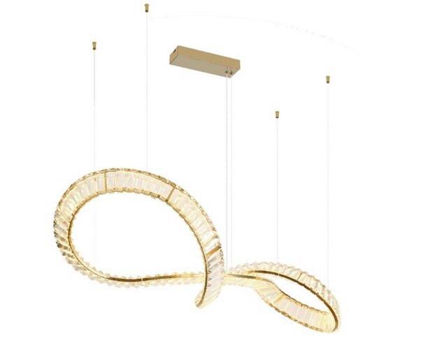Hänegeleuchte Neil Kristallglas ca. 110x33x120 cm - Klar/Goldfarben, Design, Glas/Metall (110/33/120cm) - Globo