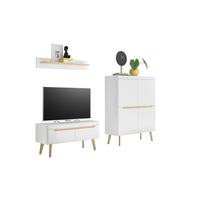 Wohnwand Svante Torge Weiß/Eichefarben B: 234cm - Eichefarben/Weiß, Design, Holzwerkstoff (234/170/40cm) - MID.YOU