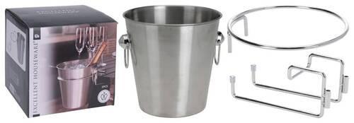 Champagnerkühler Mit Halterung Edelstahl Silberfarben - Silberfarben, Basics, Metall (20,2/20cm)