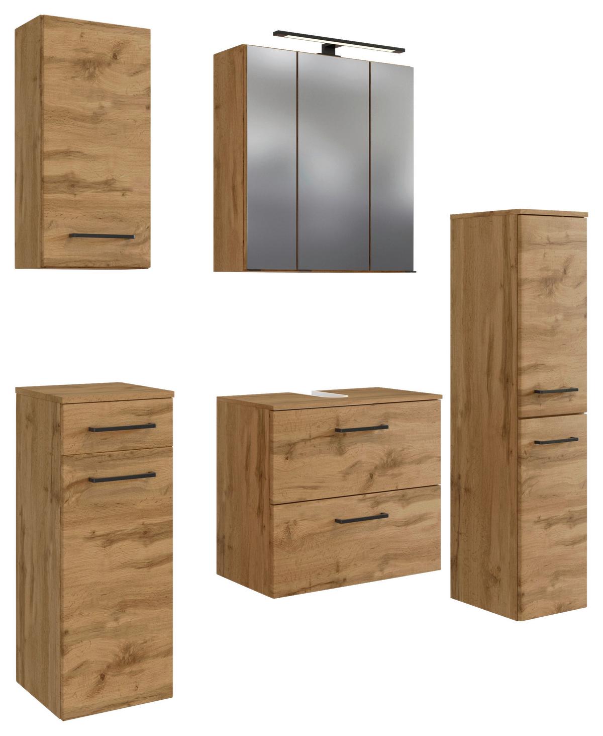 Badmöbel-Set Manchester B: 120 cm Eiche Wotan Dekor - Eichefarben, MODERN, Holzwerkstoff (120cm) - Held