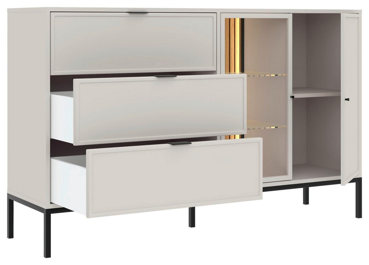 Kommode Deco Schwarz/Kaschmir B: 150,2cm - Kaschmir/Schwarz, Design, Glas/Holzwerkstoff (150,2/92/40cm) - MID.YOU
