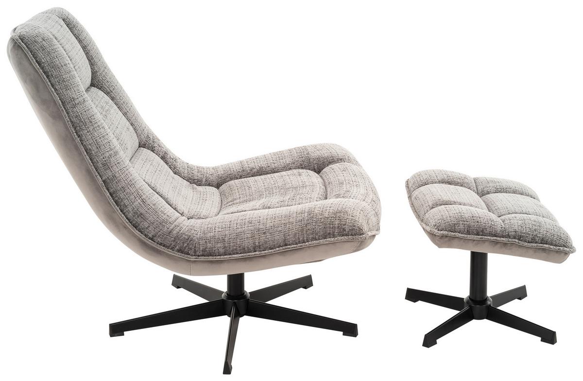 Relaxsessel Sofia Chenille Grau, B: 77 Cm - Schwarz/Grau, MODERN, Textil/Metall (77/88/94cm)