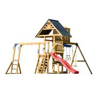 Spielturm mit Rutsche Rot - Anthrazit/Rot, Basics, Holz/Kunststoff (482/500/338cm) - Ambia Garden