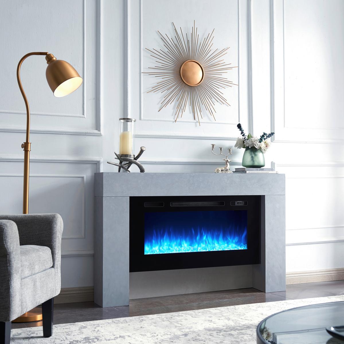 Elektrokamin Herkules - Grau, Basics, Holzwerkstoff/Metall (141/21/88cm)