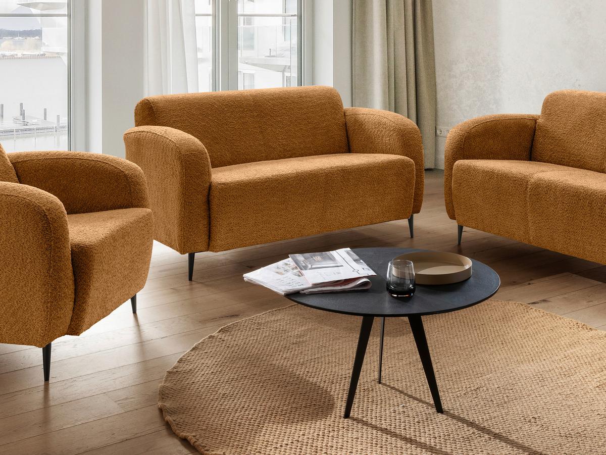 2-Sitzer-Sofa Marone Goldfarben B: 140cm - Goldfarben/Schwarz, MODERN, Textil (140/76/90cm) - Livetastic