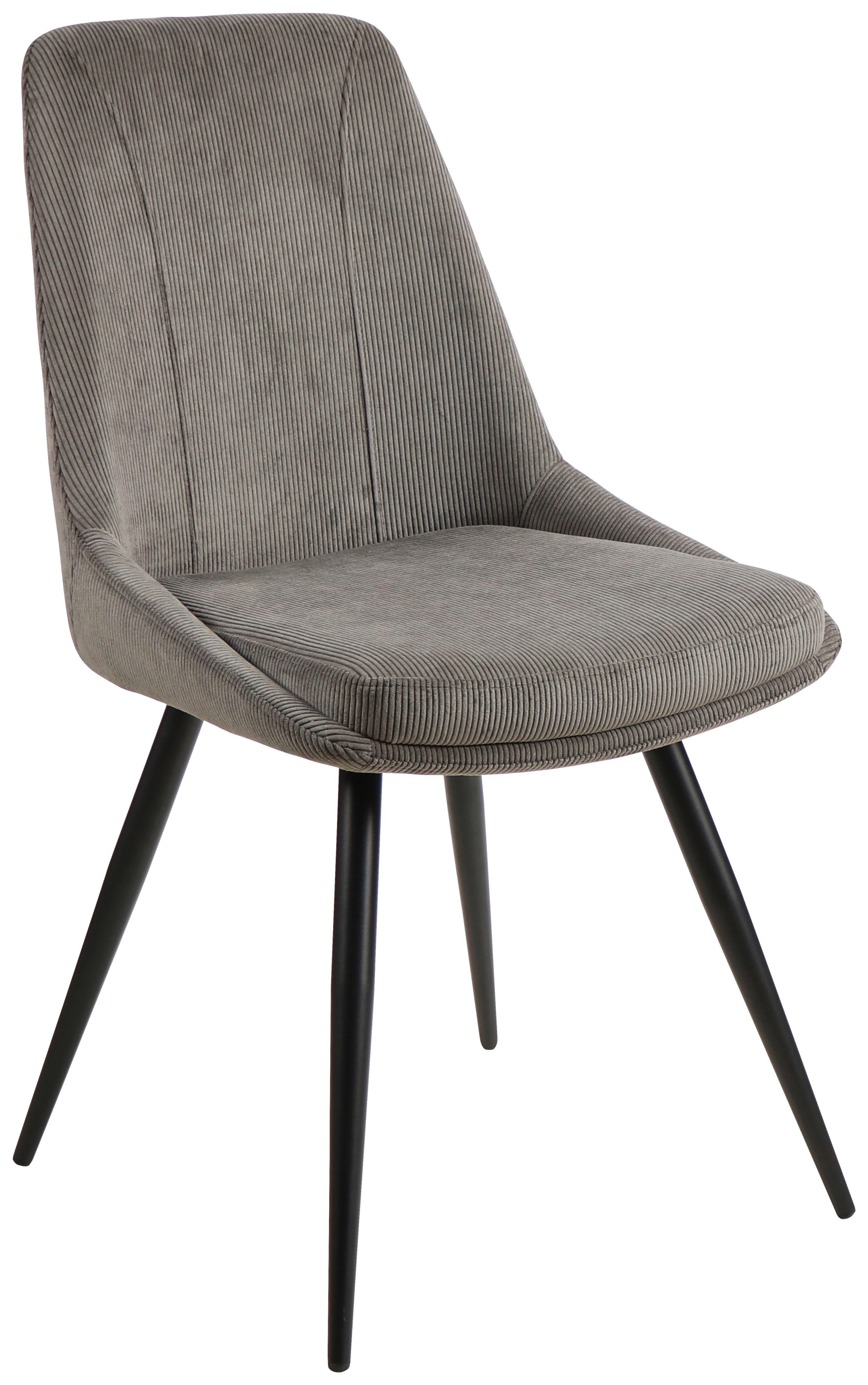 Esszimmerstuhl Corinna Grau gepolstert - Schwarz/Grau, MODERN, Holz/Textil (49/88/59cm) - Livetastic