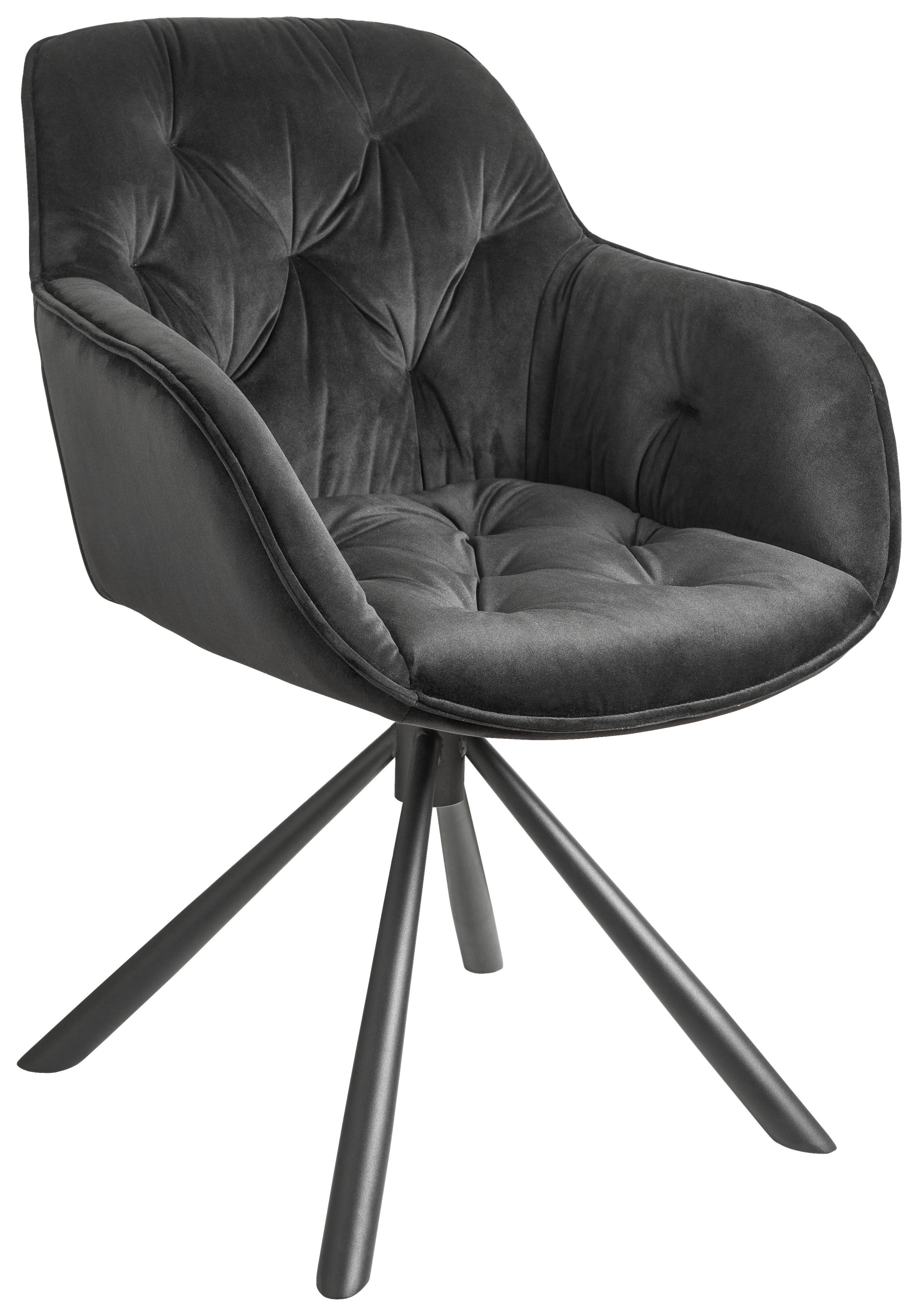 Židle Eileen Černá - černá, Lifestyle, kov/textil (63/86/66cm) - Premium Living