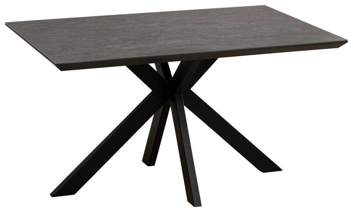 Jídelní stůl STEVE 140 - černá, Moderní, kov/kompozitní dřevo (140/76/90cm)