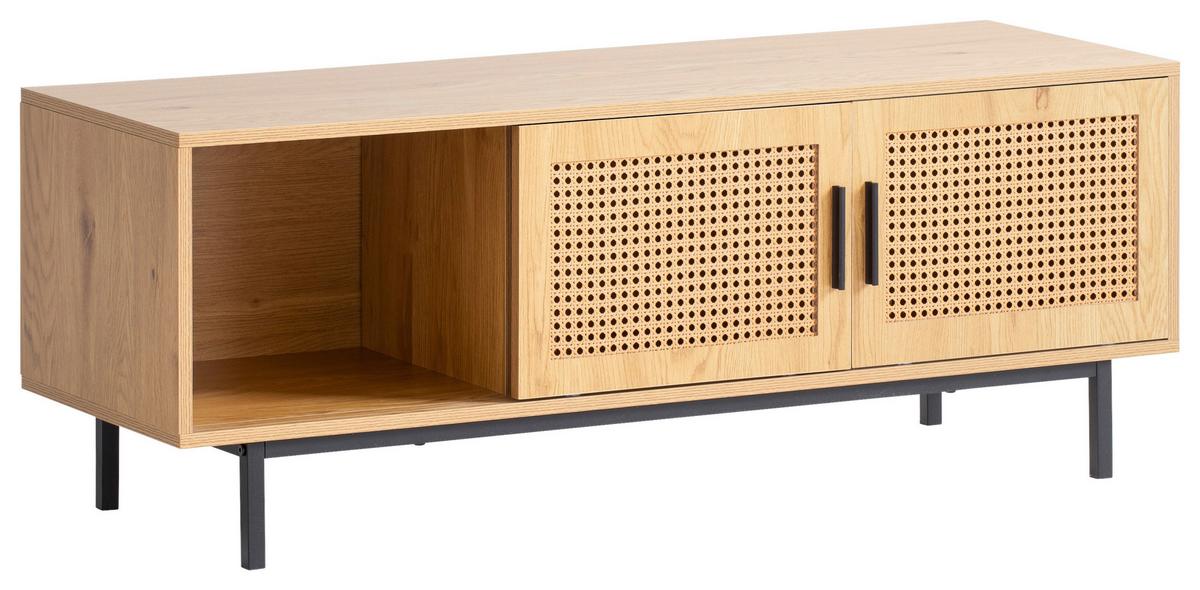 Nízka komoda, dekor viedenský výplet - čierna/farba duba, Konventionell, kov/kompozitné drevo (120/46/40cm) - Livetastic