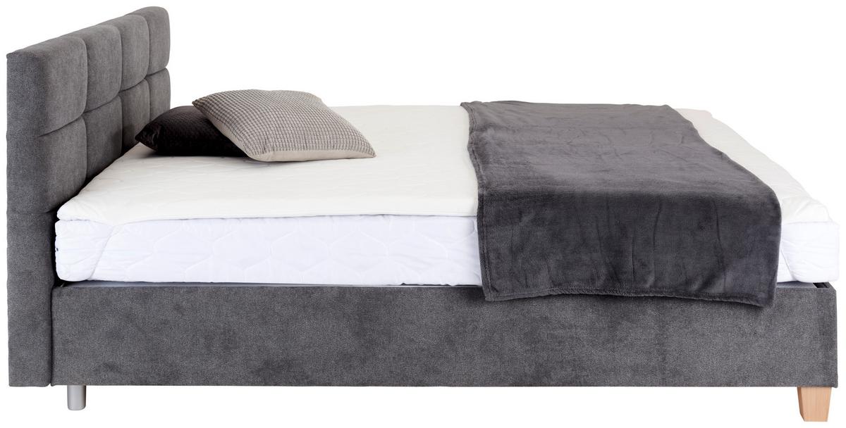 Polsterbett Mit Lattenrost 160x200 Cm Bellagio Anthrazit - Anthrazit/Buchefarben, KONVENTIONELL, Holz/Textil (160/200cm)