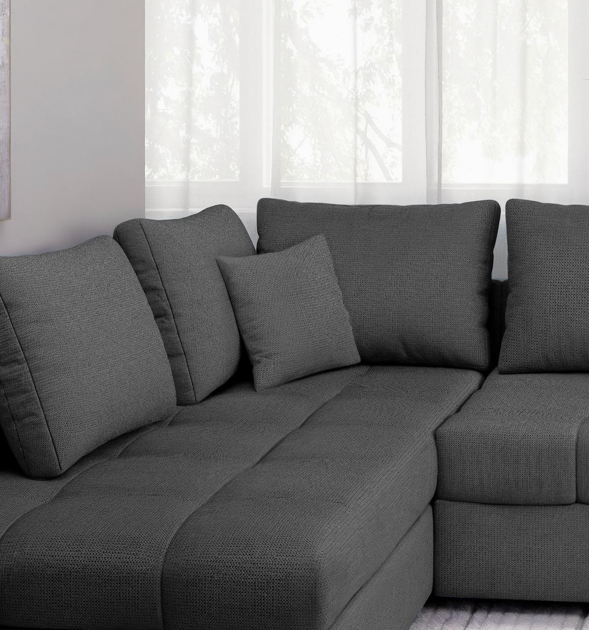 Eckschlafsofa Alvito Anthrazit S: 202x298 Cm - Anthrazit/Schwarz, MODERN, Textil (202/298cm) - MID.YOU