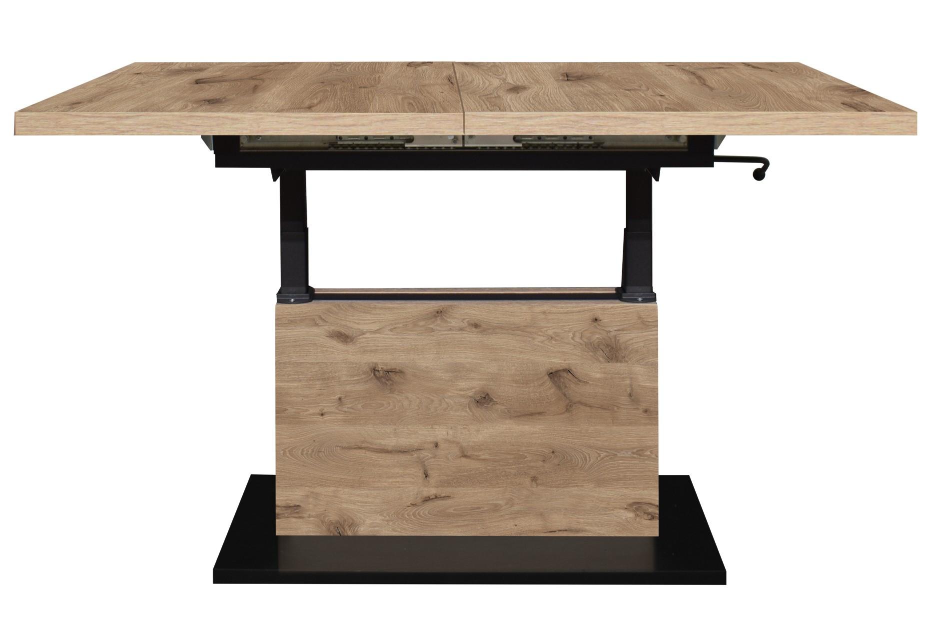 Couchtisch Lift Eichefarben/schwarz B: 120 Cm - Eichefarben/Schwarz, Design, Holzwerkstoff/Metall (120-160/56-75/70cm) - MID.YOU