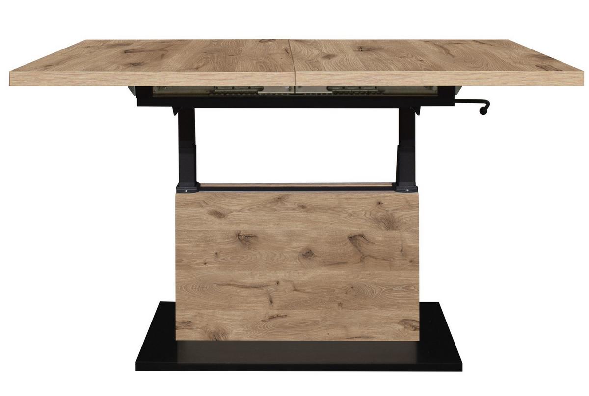 Couchtisch Lift Eichefarben/Schwarz B: 120 cm - Eichefarben/Schwarz, Design, Holzwerkstoff/Metall (120-160/56-75/70cm) - MID.YOU