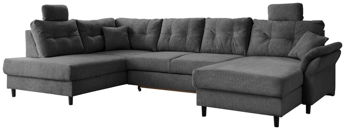 Wohnlandschaft Brizzini Anthrazit U: 206x338x176 cm - Anthrazit/Schwarz, MODERN, Textil (206/338/176cm) - Livetastic