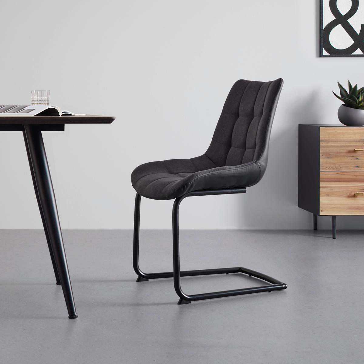 Stolička "Marilea", čierna, pružné podnožie - čierna/tmavosivá, Modern, kov/drevo (53/86/61cm) - Bessagi Home