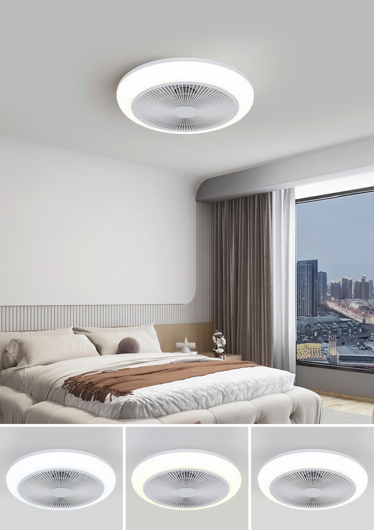 STROPNÍ VENTILÁTOR OLIVER - bílá/průhledné, Moderní, kov/plast (46/14,5/14,5cm) - Mömax