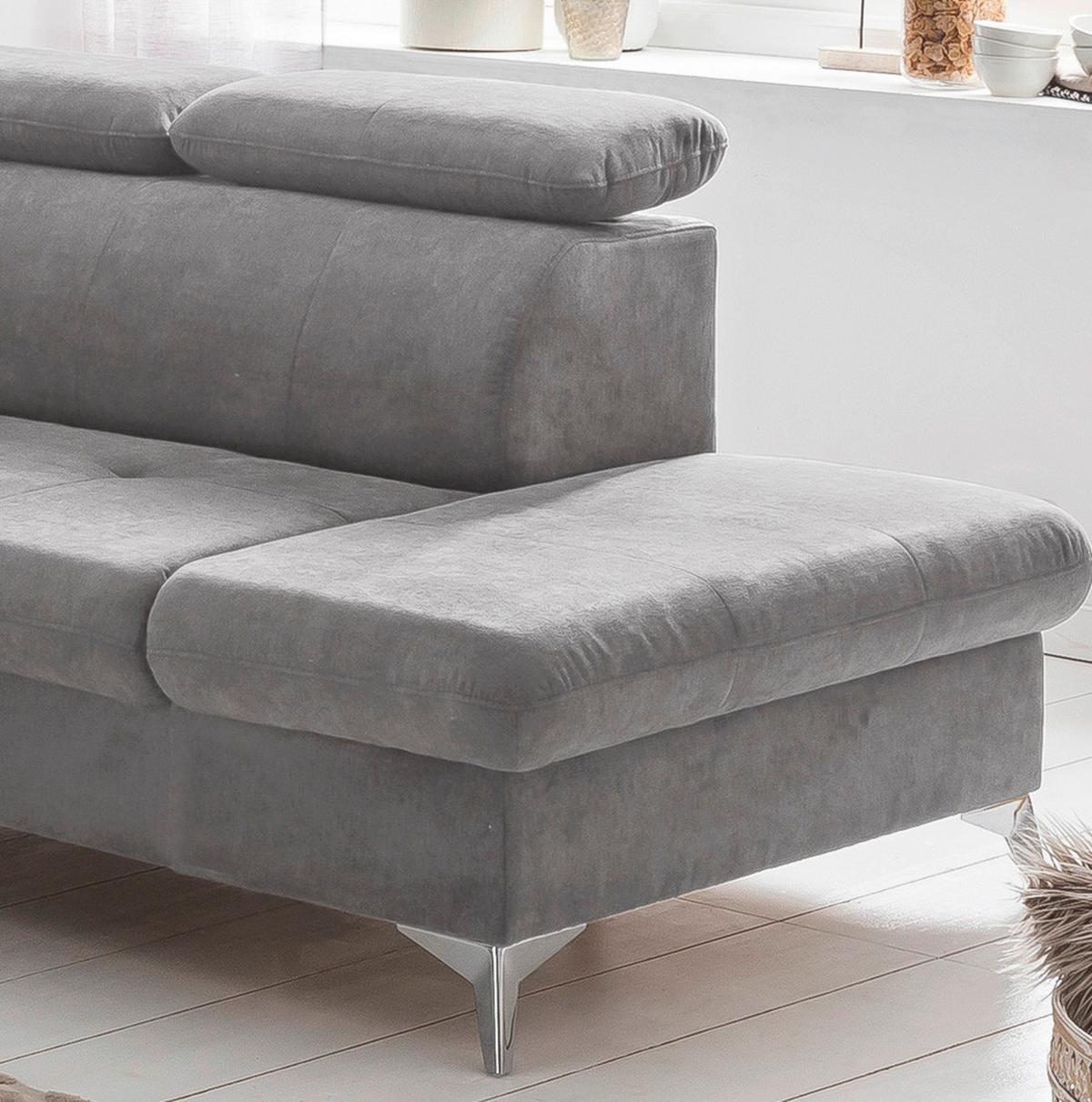 Ecksofa Mit Schlaffunktion Gisele Und Bettkasten Grau - Chromfarben/Grau, KONVENTIONELL, Textil (256/209cm) - Livetastic