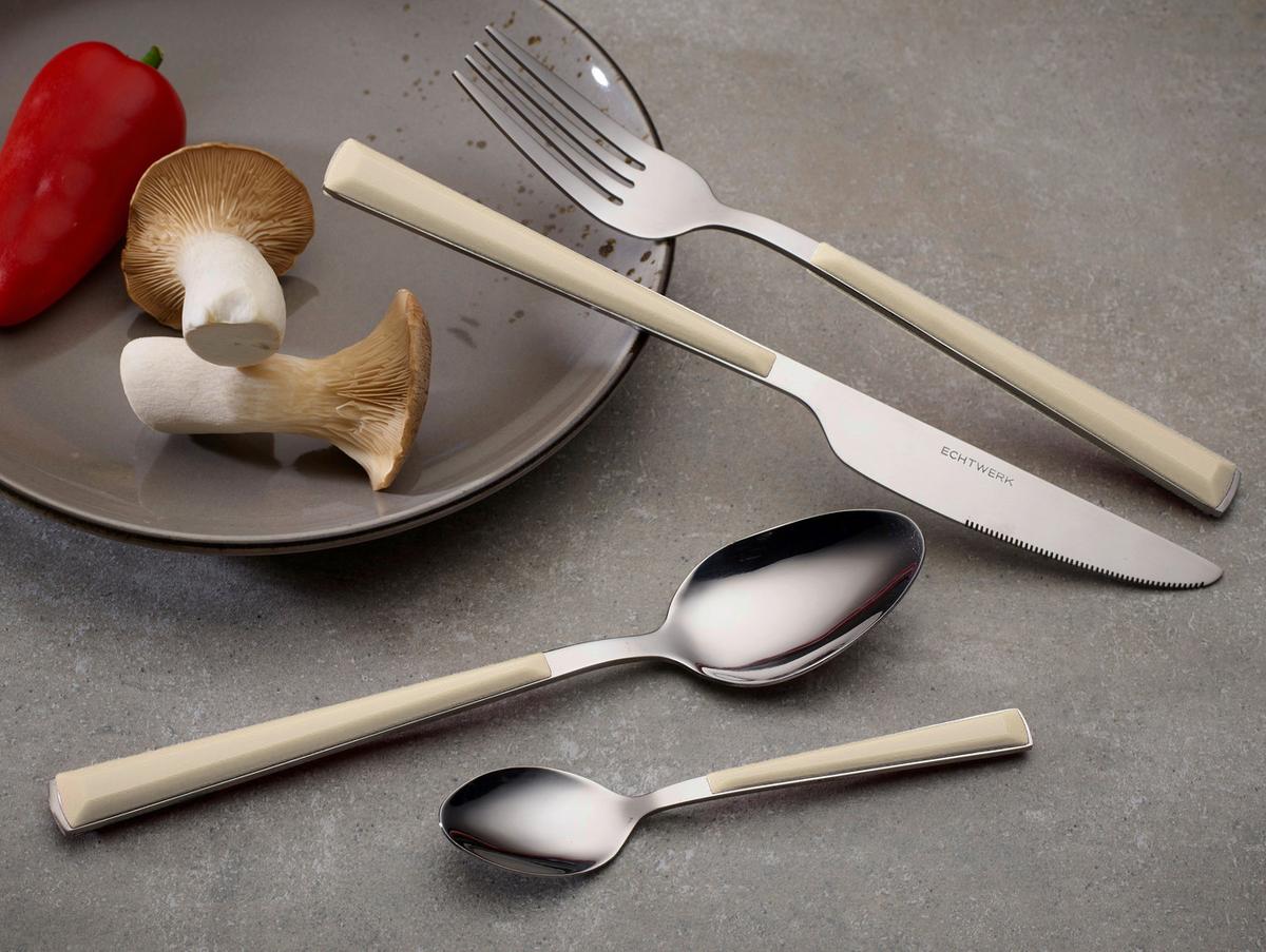 Besteckset 16-teilig Für 4 Personen - Silberfarben/Creme, Basics, Metall - Echtwerk