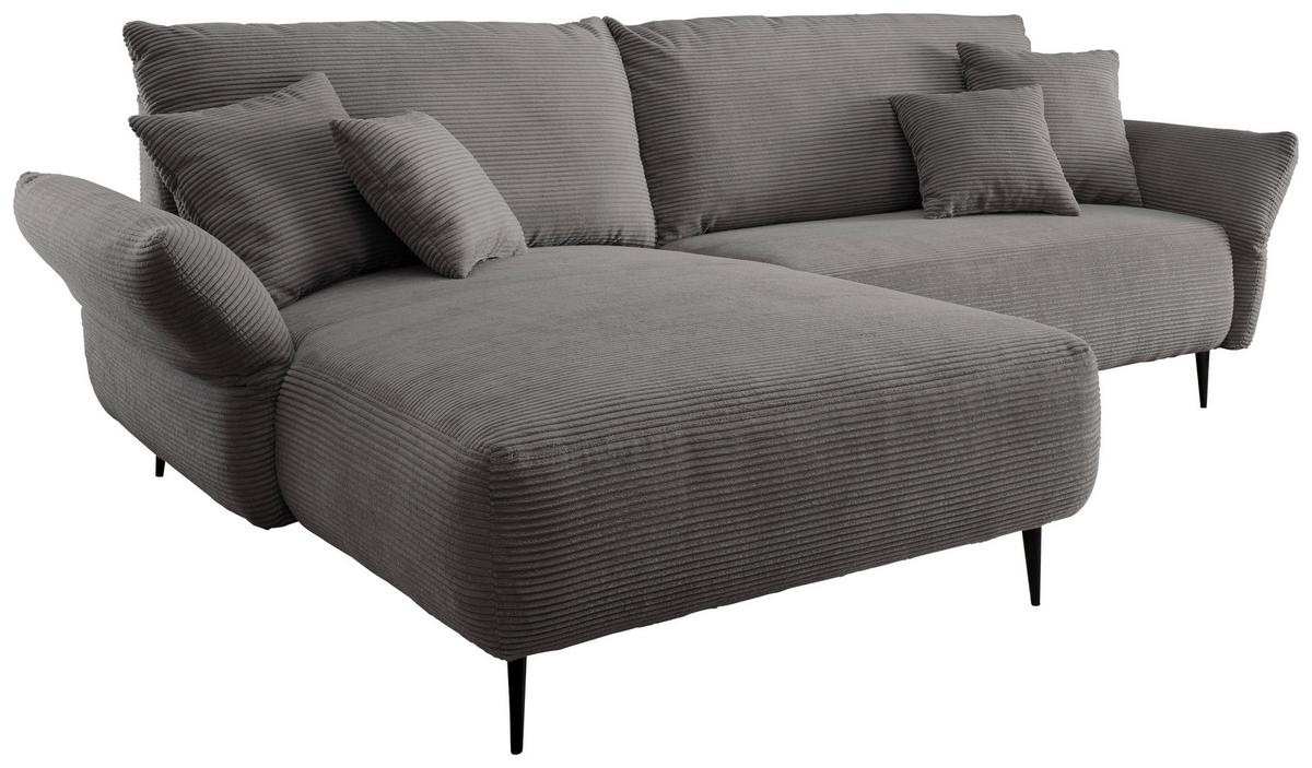 Ecksofa Vanilla Grau S: 178/286-302 Cm - Schwarz/Grau, Design, Textil (178/264-302cm) - Livetastic