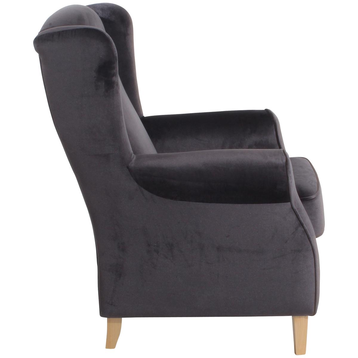 Ohrensessel Lorris - Anthrazit/Buchefarben, Design, Textil (77/103/86cm) - Max Winzer