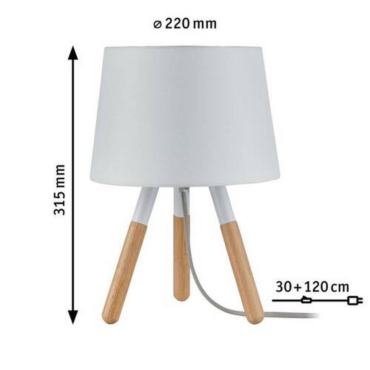 Tischlampe dimmbar Braun/Weiß 79646 - Braun/Weiß, Design, Holz/Textil (22,0/31,5cm) - Paulmann