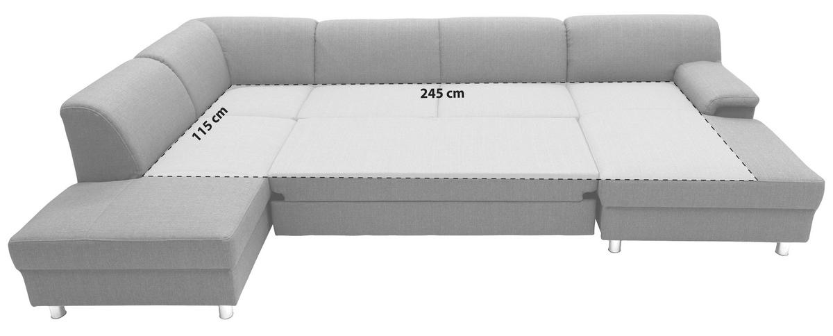 Wohnlandschaft Jamie Mit Schlaffunktion Petrol - Chromfarben/Petrol, KONVENTIONELL, Textil (195/308/150cm) - MID.YOU