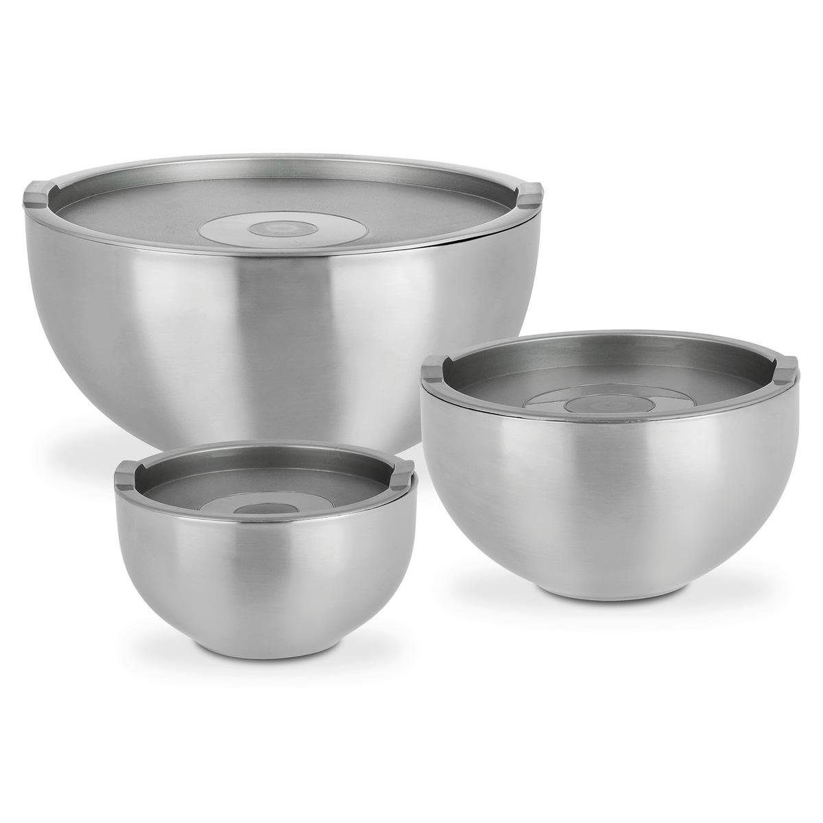 Schüsselset 3tlg. Edelstahl, 1,3l, 2,5l, 4,2l - Edelstahlfarben, Basics, Metall - GSW